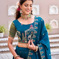 Designer Teal Green Heavy Embroidered Vichitra Silk Lehenga Choli with Dupatta for Wedding
