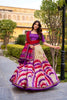 Designer Multicolor Tussar Silk Lehenga Choli with Printed Flared Skirt and Contrast Dupatta