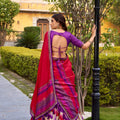 Designer Multicolor Tussar Silk Lehenga Choli with Printed Flared Skirt and Contrast Dupatta