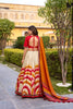 Superb Multicolor Tussar Silk Lehenga Choli with Printed Flared Skirt and Contrast Dupatta