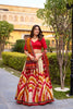 Superb Multicolor Tussar Silk Lehenga Choli with Printed Flared Skirt and Contrast Dupatta