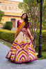 Trendy Multicolor Tussar Silk Lehenga Choli with Printed Flared Skirt and Contrast Dupatta