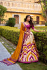 Trendy Multicolor Tussar Silk Lehenga Choli with Printed Flared Skirt and Contrast Dupatta