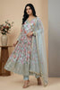 Stunning Sky Blue Digital Print Faux Georgette Anarkali Suit with Sequin Border Dupatta
