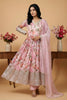Charming Pink Digital Floral Print Faux Georgette Anarkali Suit with Sequin Border Dupatta