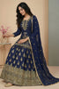 Royal Navy Blue Chinon Silk Embroidered Wedding Lehenga Choli with Dupatta