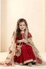 Royal Red Floral Embroidered Fendy Silk Girls Palazzo Suit with Dupatta