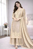 Charming Beige Heavy Embroidered GMY Silk Palazzo Suit with Dupatta for Wedding