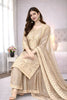 Charming Beige Heavy Embroidered GMY Silk Palazzo Suit with Dupatta for Wedding