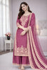 Beautiful Pink Heavy Embroidered GMY Silk Palazzo Suit with Dupatta for Wedding