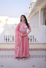 Lovely Pink Floral Embroidered Fendy Satin Silk Gown with Dupatta for Women