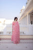 Lovely Pink Floral Embroidered Fendy Satin Silk Gown with Dupatta for Women