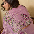 Lavender Silk Saree with Floral Embroidery Border Designer Blouse