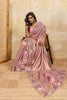 Dusty Pink Silk Saree with Floral Embroidery Border Designer Blouse