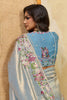 Sky Blue Silk Saree with Floral Embroidery Border Designer Blouse