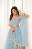 Stylish Sky Blue Butterfly Net Embroidered Lehenga Choli with Dupatta for Wedding
