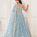 Stylish Sky Blue Butterfly Net Embroidered Lehenga Choli with Dupatta for Wedding