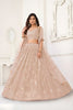 Elegant Peach Butterfly Net Embroidered Lehenga Choli with Dupatta for Wedding