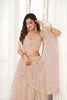 Elegant Peach Butterfly Net Embroidered Lehenga Choli with Dupatta for Wedding