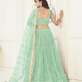 Beautiful Mint Green Butterfly Net Embroidered Lehenga Choli with Dupatta for Wedding