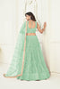 Beautiful Mint Green Butterfly Net Embroidered Lehenga Choli with Dupatta for Wedding