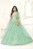 Beautiful Mint Green Butterfly Net Embroidered Lehenga Choli with Dupatta for Wedding