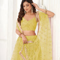 Stunning Yellow Butterfly Net Embroidered Lehenga Choli with Dupatta for Wedding