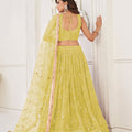 Stunning Yellow Butterfly Net Embroidered Lehenga Choli with Dupatta for Wedding