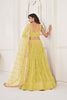 Stunning Yellow Butterfly Net Embroidered Lehenga Choli with Dupatta for Wedding