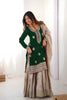 Trendy Dark Green Chinon Silk Embroidered Party Wear Sharara Suit with Dupatta