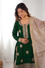 Trendy Dark Green Chinon Silk Embroidered Party Wear Sharara Suit with Dupatta
