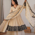 Charming Cream Faux Georgette Embroidered Party Wear Sharara Suit with Dupatta
