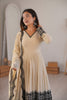 Charming Cream Faux Georgette Embroidered Party Wear Sharara Suit with Dupatta