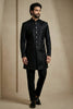 Stylish Black Donier Jacquard Wedding Wear Indo-Western Outfit for Men