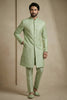 Stunning Pista Green Donier Jacquard Wedding Wear Indo-Western Outfit for Men