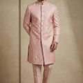 Charming Pink Donier Jacquard Wedding Wear Indo-Western Outfit for Men