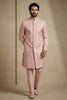 Charming Pink Donier Jacquard Wedding Wear Indo-Western Outfit for Men