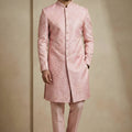 Charming Pink Donier Jacquard Wedding Wear Indo-Western Outfit for Men