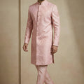 Charming Pink Donier Jacquard Wedding Wear Indo-Western Outfit for Men