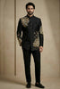 Premium Black Fandy Satin Silk Floral Embroidered Wedding Wear Jodhpuri Suit