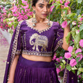 Royal Purple Vichitra Silk Embroidered Wedding Lehenga Choli with Dupatta