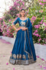 Elegant Teal Blue Vichitra Silk Embroidered Wedding Lehenga Choli with Dupatta