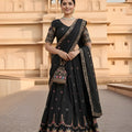 Elegant Black Georgette Embroidered Wedding Lehenga Choli with Dupatta