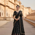 Elegant Black Georgette Embroidered Wedding Lehenga Choli with Dupatta
