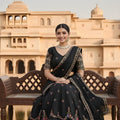 Elegant Black Georgette Embroidered Wedding Lehenga Choli with Dupatta