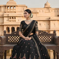 Elegant Black Georgette Embroidered Wedding Lehenga Choli with Dupatta