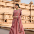 Lovely Pink Georgette Embroidered Wedding Lehenga Choli with Dupatta for Women