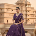 Trendy Purple Georgette Embroidered Wedding Lehenga Choli with Dupatta for Women