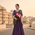 Trendy Purple Georgette Embroidered Wedding Lehenga Choli with Dupatta for Women