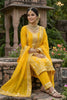 Designer Mustard Yellow GMY Silk Embroidered Straight Cut Salwar Suit with Dupatta for Women